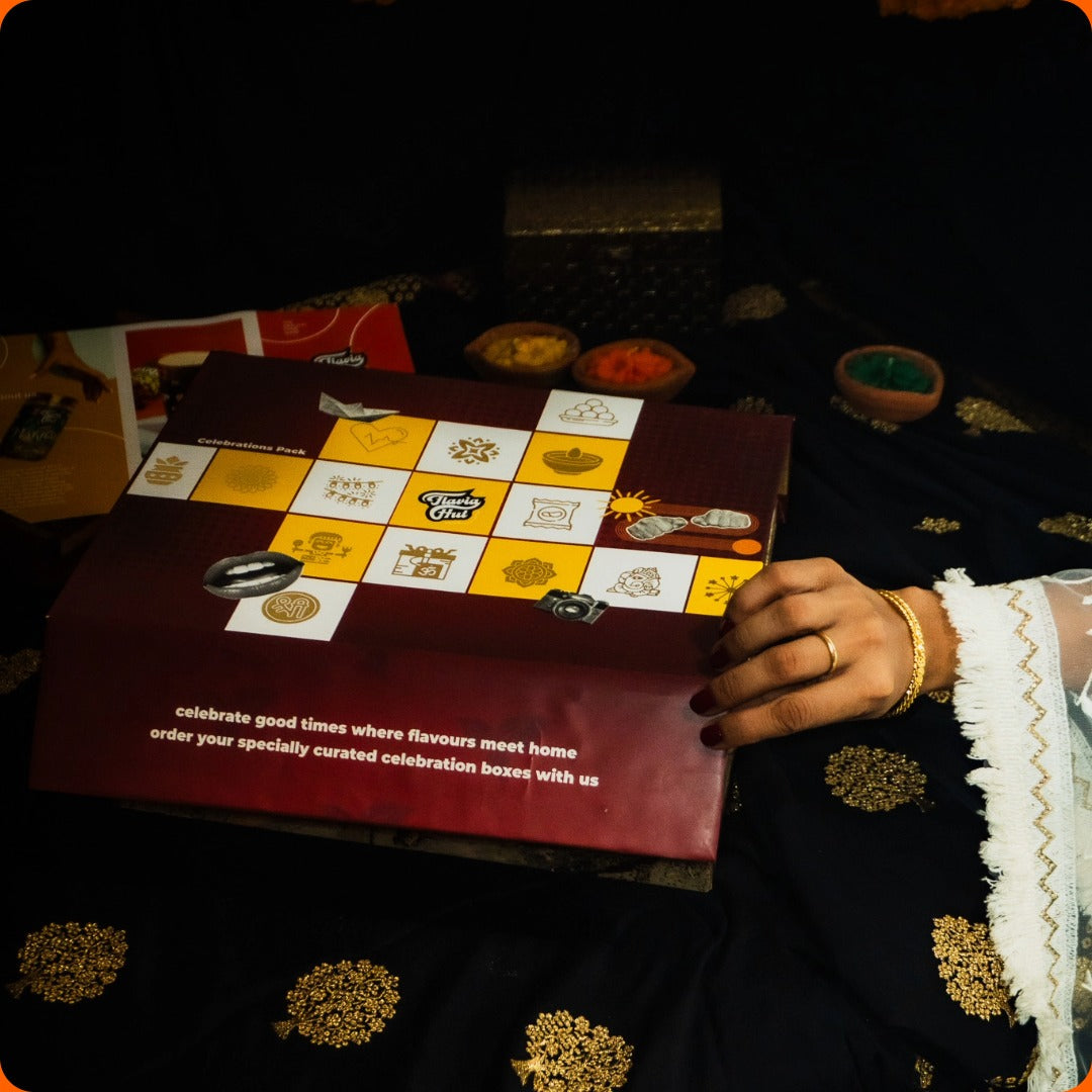 FlaviaHut's Collection's Box 3 | Celebration's Box, Hand-made Diya Candle, 1 Pure A2 Cow Ghee(500g), 1 Flavoured Healthy Makhana Jars(70g), 1 Masala Chips Jar(150g)) | A FESTIVE BUNDLE